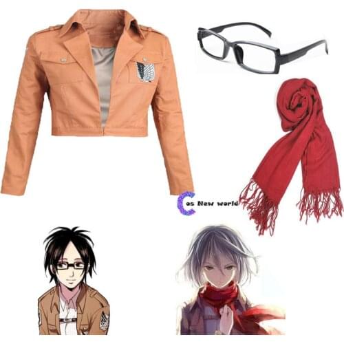 New Fashion Anime Attack on Titan Cloak Scarf Jacket Glasses Shingeki no Kyojin Scouting Legion Aren Levi Capes Cosplay Costume