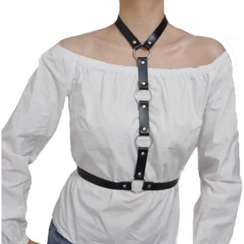 Garters Punk Goth Body Harness Bra Women Leather Harness Tops Hollow Out Bondage Garter Belt Plus Size Adjust Halloween Rave