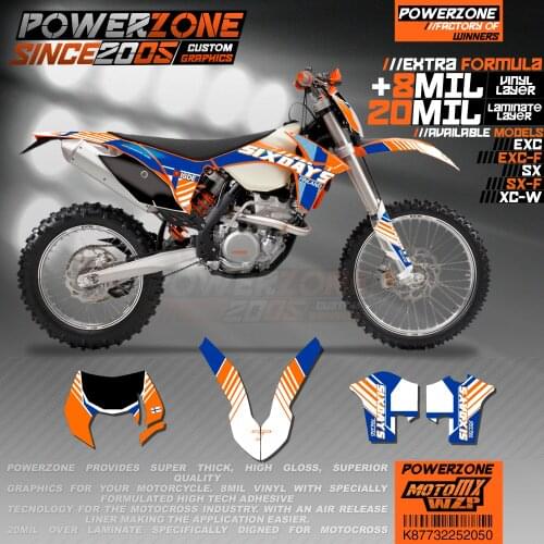 PowerZone Custom Team Graphics Backgrounds Decals 3M Stickers Kit For KTM SX SXF MX EXC XCW Enduro 125cc to 500cc 2011-2016 050