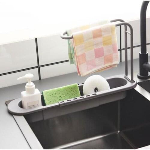 Adjustable Storage Holders Racks Telescopic Sink Shelf Soap Sponge Drain Rack Basket Faucet Kitchen Bathroom Holder Organizer