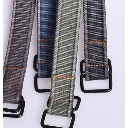 Fashion Men / Women belt D Shaped Double Ring Buckle Simple Solid Cotton Canvas All-Match Unisex Canvas Belts Waist Belt Luxury