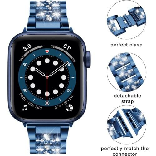 Blue Bands For Apple Watch 6 5 4 SE 40mm 44mm watchband correa women pulseira bracelet for iwatch series 6 5 4 3 Strap 38mm 42mm