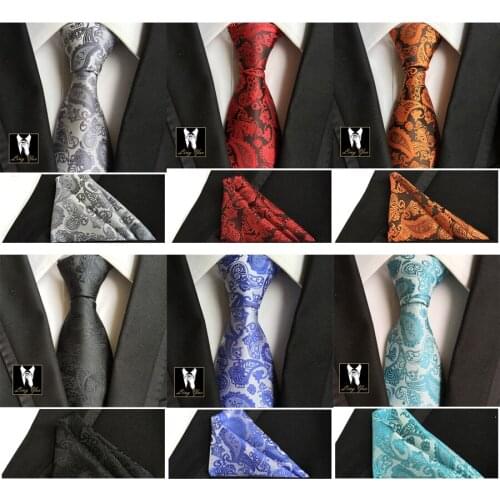 Tie 8cm Luxury Paisley Necktie SET with Pocket Square Wholesale