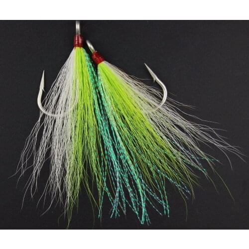 10pcs/Bag Fishing Hook Saltwater Fishing Plugs Lures Buck Tail Fluke Rig