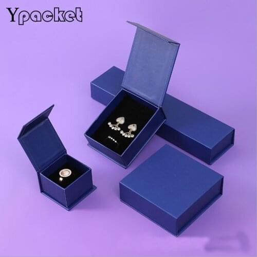 Drak Blue Square Jewelry Organizer Box Magnetic Engagement Ring For Earrings Necklace Bracelet Display Wedding Gift Box 40PC