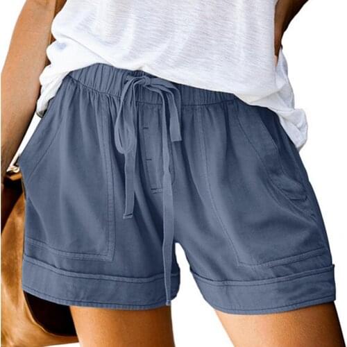 Loose Breathable High Waist Pockets Drawstring Short Pants for Shopping