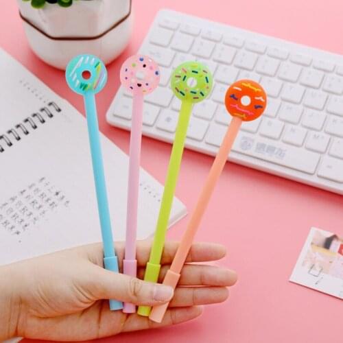 Donuts shaped gel pen candy-colored 4 colors cartoon marker Lollipop stationery for school students supplies LX8033