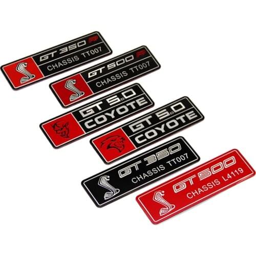 High Quality 3D Metal GT5.0 Coyote GT500 Emblem decal car stickers car styling for DODGE Jeep Ford Mustang Car Accessories