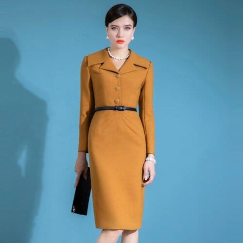 High End Famous Lady Dress 2020 New Autumn And Winter Womens Clothing Temperament Professional Slim Middle And Long Style