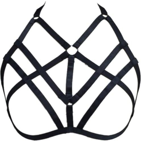 Women Black Exotic Apparel Harness cage bra cosplay Gothic Harajuku harness bra Sexy Lingerie Women Dress Body Harness