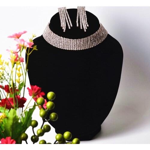 CORUIXI Ladies Crystal collar, Star Rhinestone Clavicular chain Jewelry, Earrings + Necklace Set choker Pendant Suite Products