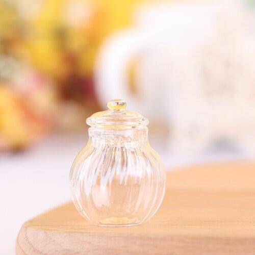 1/12 Dollhouse Miniature Round Glass Bottle Candy Jar Mini Candy Bottle Model ,Not Inclide Candy