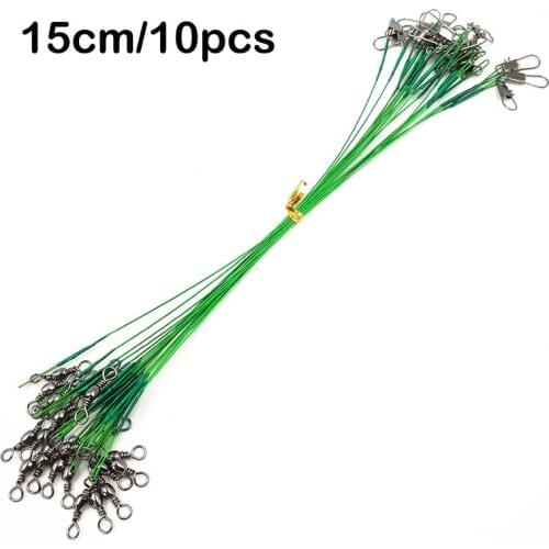 10Pcs/lot Steel Wire Leader With Swivel Fishing Accessory 3 Colors Leash 15CM 20CM 25M 30CM Fishing Line