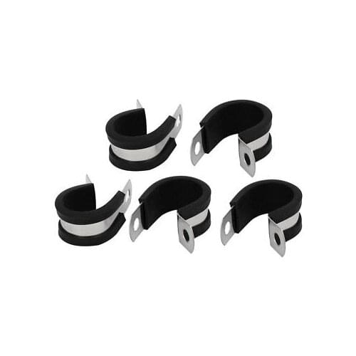 18mm Dia EPDM Rubber Lined P Clips Cable Hose Pipe Clamps Holder 5pcs
