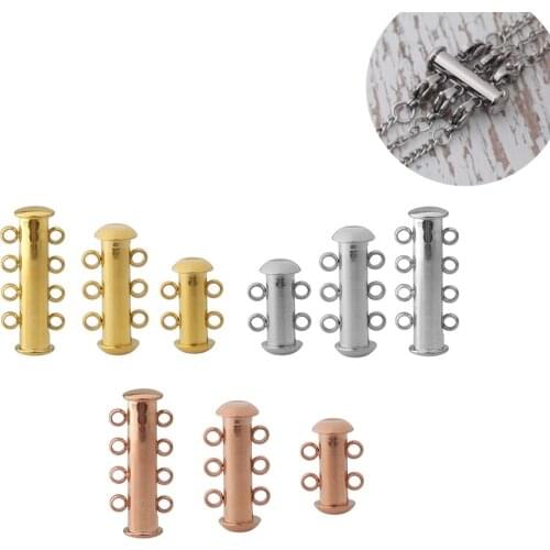 2/3/4 Holes Stainless Steel Magnetic Tube Lock Jewelry Connectors Spacer Clasp for DIY Necklace Bracelet Making Accessories