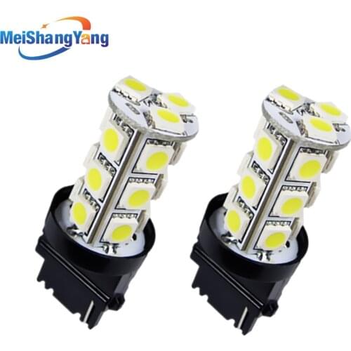 2pcs T25 3156 3056 White 18 SMD 5050 LED Bulb Lamp p27w led car bulbs Turn Signal External Lights Car Light Source parking 12V