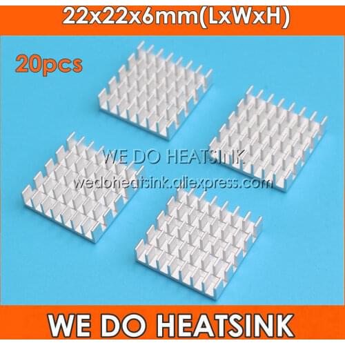 WE DO HEATSINK 20pcs Silver 22x22x6mm Aluminum Heat Sink Radiator Heatsink for CPU,GPU, Electronic Chipset Heat Dissipation