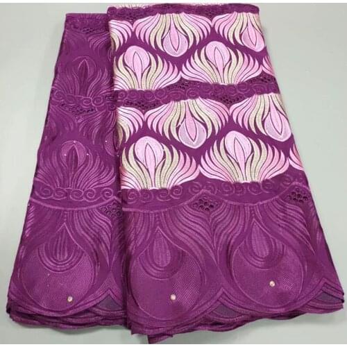 2021 Latest French Net Lace Fabric African 100% Cotton Embroidery Swiss Voile Lace in Switzerland 2.5+2.5Yards For Women Dress