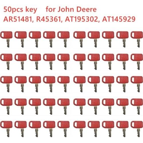 50) KEY AR51481 For John Deere Heavy Construction Equipment Ignition Keys AT195302, AT145929