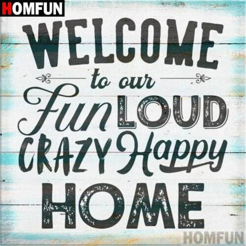 HOMFUN Full Square/Round Drill 5D DIY Diamond Painting "Welcome Home" 3D Diamond Embroidery Cross Stitch Home Decor A18570