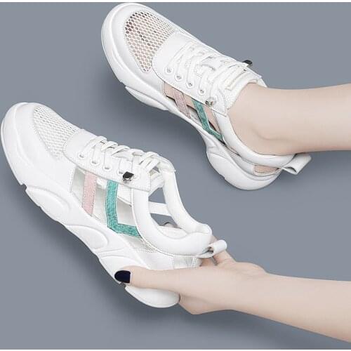 Breathable White Shoes Womens Shoes Spring and Summer Thin and All-Matching Flat Casual Sports Leather Sandals