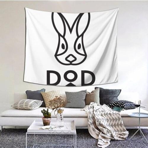 FFO Japanese Outdoor Camping Tent Tapestry Wall Hanging Beach Towel Black Rabbits Cartoons Tapestries Blankets Home Room Decor