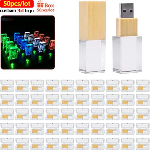 50pcs/lot Free Custom LOGO USB 2.0 Flash Drive crystal Pendrive 128gb usb pen drive 64gb 32gb 16gb 8gb creative metal U Disk