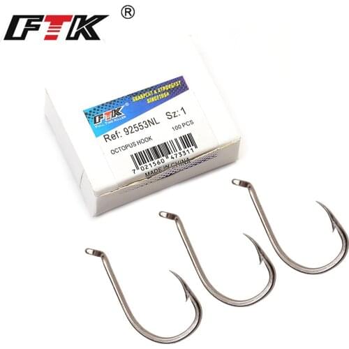 FTK Fish Hook Octpus Fishhooks 3/0#-1/0# With 50Pcs 1#-5# With 100Pc Hooks From Norway For Jigging Carp Anzol Fishhook Fishing T