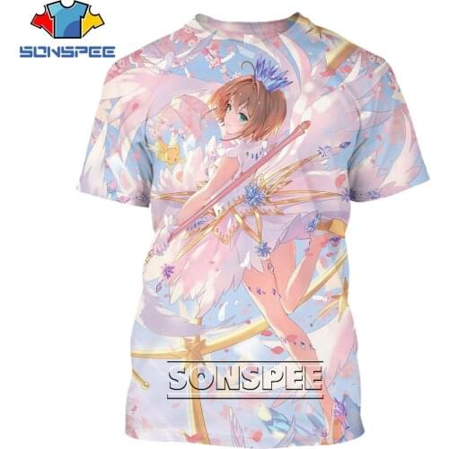 SONSPEE Anime Sakura Card Captor T-Shirt 3D Print Cute Cartoon Girl T Shirt Women TShirt Men Summer Short Sleeve Streetwear Top