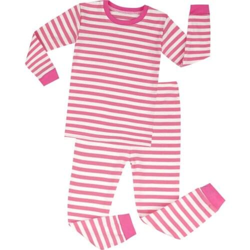 Long Sleeve Cotton Girls Striped Pajamas Children Pyjamas For 2-8 Years Pijamas Kids Pijamas Infantil Baby Nightwear