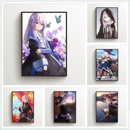 WTQ Canvas Painting Anime Posters Wandering Witch The Journey of Elaina Wall Decor Wall Art Picture for Living Room Decoration
