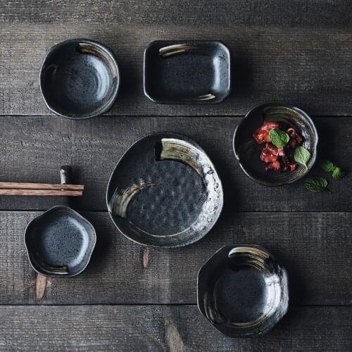 Japanese Style Retro Taste Dishes Ceramic Plate Small Flower Chopsticks Holder Sauce Dish Household Tableware Gravy Boats