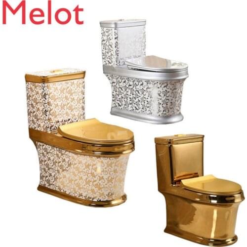 European popular ceramic bathroom gold silver color one piece toilet bowl