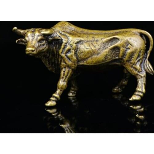 China Bronze Brass Boutique Engraving Old Ox Statue Collection Ornaments Statues for Decoration Figurines Zodiac cow