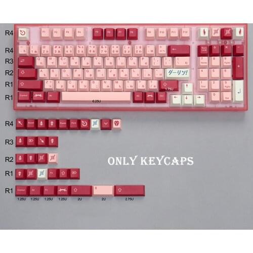 PBT 128 Key Darling Keycaps DYE SUB Cherry Profile Personalized Japanese Keycap For Cherry MX Switch Mechanical Keyboards