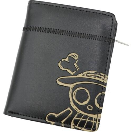 Anime One Piece Wallet Luffy Skull Zipper Purse. More than 10 Types Creative Black Wallets to Choose for Collection or Cosplay