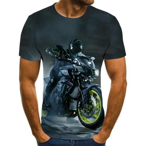 Cool Racing Graphics T-shirt Motorcycle 3d Printed Mens T-shirt Summer Fashion Tops Punk T-shirt Mens Plus Size Streetwear