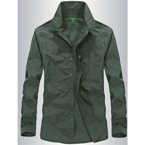 Summer Long Sleeve Outdoor Shirt Quick Dry Cargo Blouse Mountaineering Hiking Fishing Military Working Clothes Big Size M-4XL