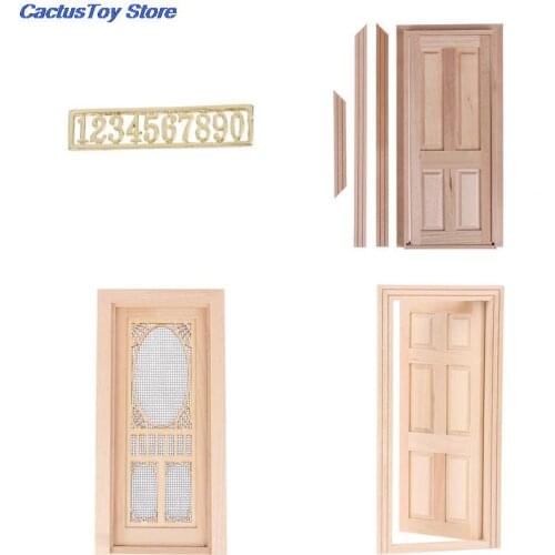 New 1/12 Dollhouse Miniature 6 Panel Interior Wooden Door DIY Wood Color