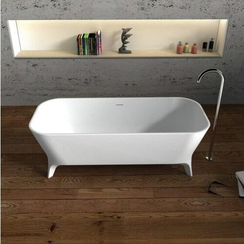 1800x800x600mm Solid Surface Stone CUPC Approval Bathtub Rectangular Freestanding Corian Matt white Finishing Tub RS65115
