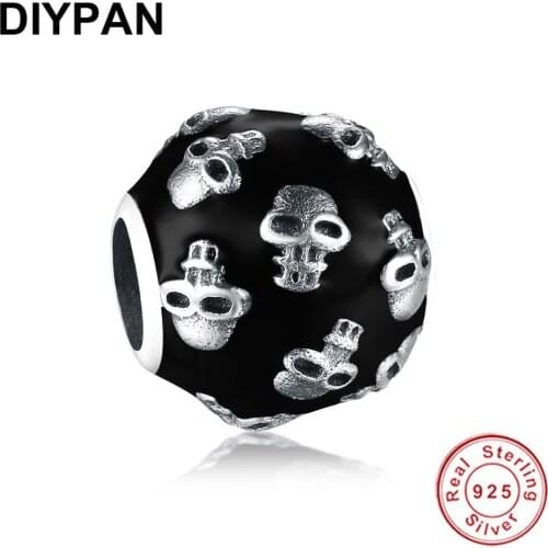 Fit Original Pandora Charms Bracelets 925 Silver Skull Charm Pendant Beads For Jewelry Making Women Berloque