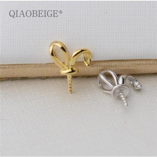 QIAOBEIGE Diy accessories s925 pure silver simple radish pendant female pendant 7-13mm pearl empty support
