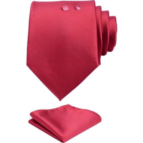 Ricnais 8cm Solid Silk Tie Waterproof Necktie Pocket Square Set Business Classic Pure Color Mens Wedding Ties Corbatas Fashion