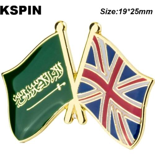 Saudi Arabia UK Friendship Flag Badge Flag Brooch National Flag Lapel Pin International Travel Pins