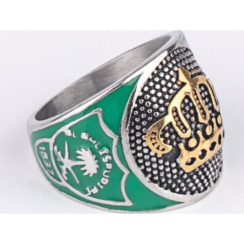 Saudi Arabia Embelm Palm Tree Sword stainless steel ring