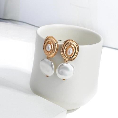 AENSOA Simulated Pearl Drop Earrings Statement Dangle Earrings Elegant Korean Unique Pendant Earrings 2021 Simple Jewelry