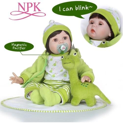 NPK 55cm silicone reborn baby dolls Blinking doll Playmate For Girls boneca reborn toys for girls Bebes Reborn