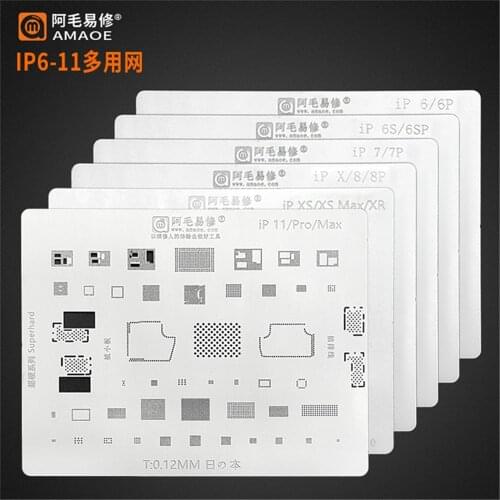 AMAOE BGA STENCIL Planting Tin Net For iphone 5/5S/5C/6/6P/6SP/7P/8P/XR/MAX/IP11 Hard Disk Multi-PURPOSE Stencil Solder Template