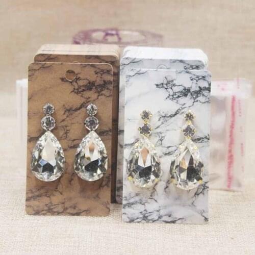 Multi designs 5*9cm earring package card White/kraft marbel background jewelry earring card Thank you earring card100+100oppbag