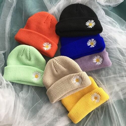 New Little Daisy Gorros De Lana Knitted Beanie Hats for kids baby girl Beanies Bonnet Chapeau Femme Cap Gorros Hat Hip Hop Caps